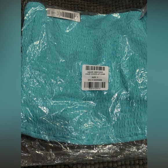 NWT Torrid gauze smocked sleeveless crop cover-up cami blue size 3X - Picture 5 of 7